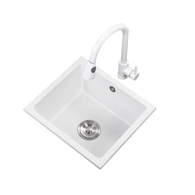 Quartz Kitchen Sink Drop-In Kitchen Sink with Basket Strainer