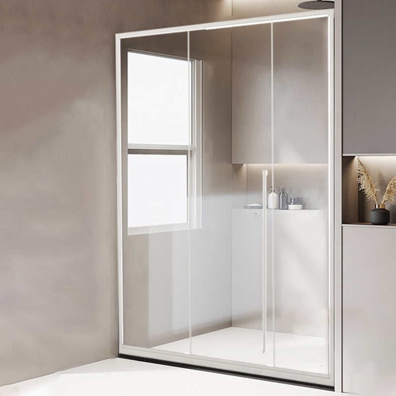 Framed Single Sliding Shower Door Transparent Tempered Shower Bath Door