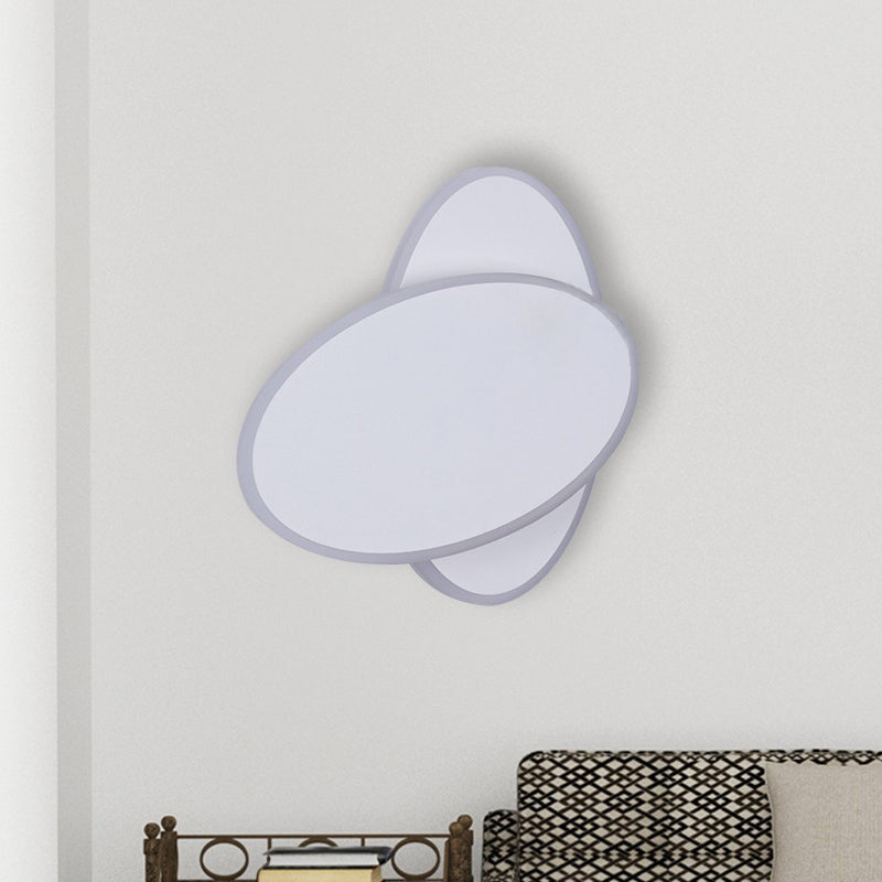 Application LED moderne clair blanc / noir Double luminaire de lampe murale ovale avec une nuance acrylique en lumière chaude / blanche