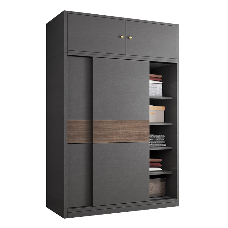 Modern Artificial Wood Wardrobe Armoire Freestanding Wardrobe in Black