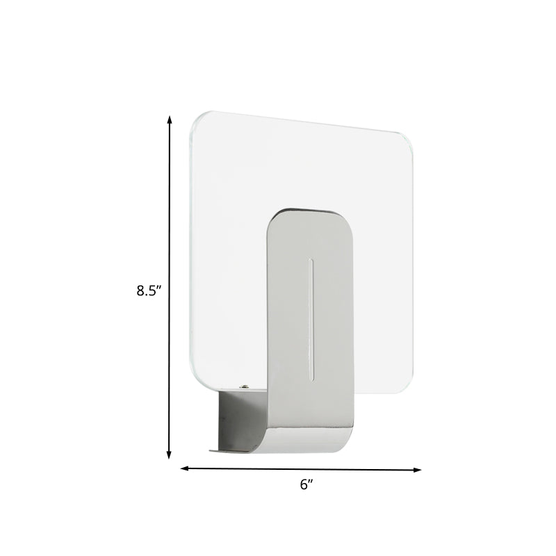 1 tête de salle de bain Light Light moderne finition argentée lampe murale murale avec panneau carré en verre transparent