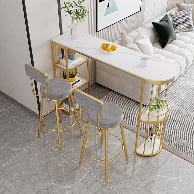 Low Back Bar Stools Glam Armless Dining Stools with Metal Base