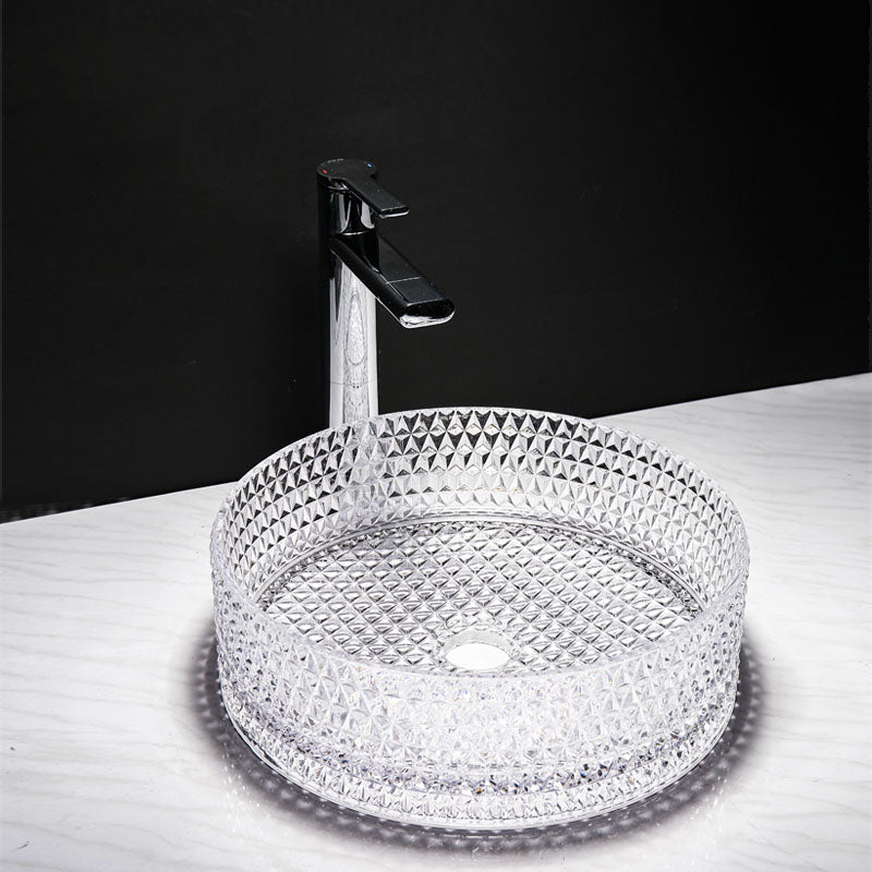 Contemporary Bathroom Sink Glass Round Vessel Bathroom Sink(Not Including Faucet)