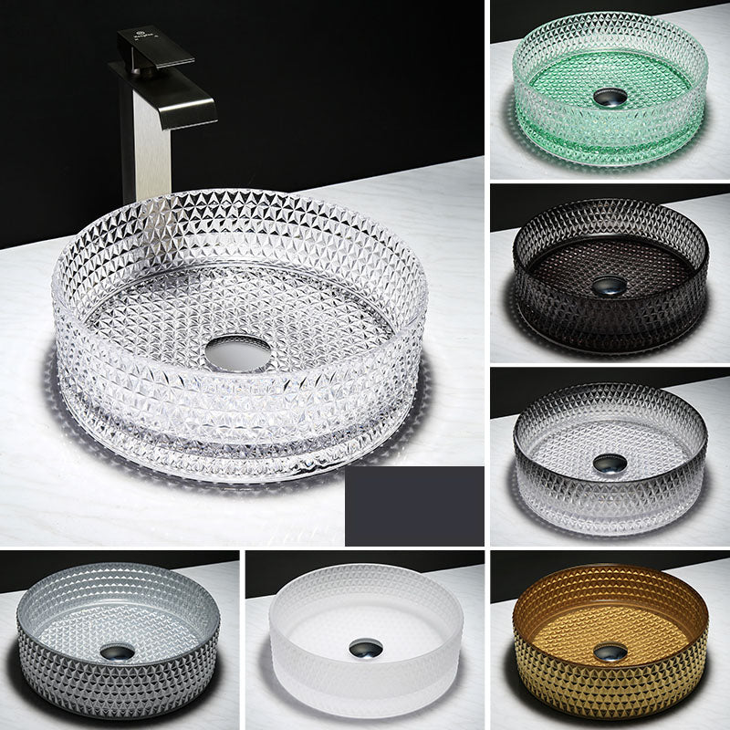 Contemporary Bathroom Sink Glass Round Vessel Bathroom Sink(Not Including Faucet)