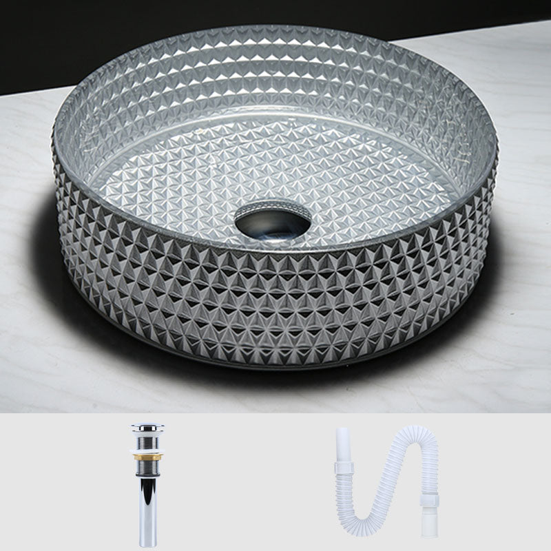 Contemporary Bathroom Sink Glass Round Vessel Bathroom Sink(Not Including Faucet)