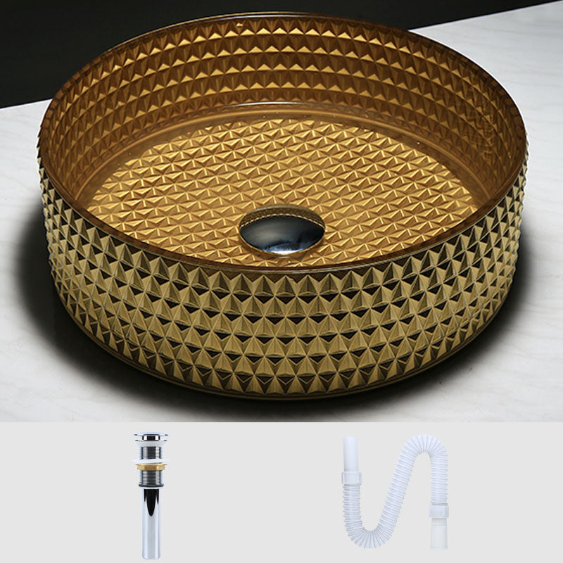 Contemporary Bathroom Sink Glass Round Vessel Bathroom Sink(Not Including Faucet)