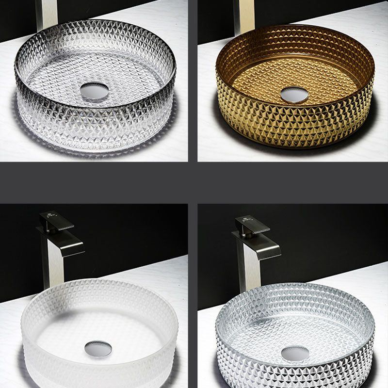 Contemporary Bathroom Sink Glass Round Vessel Bathroom Sink(Not Including Faucet)