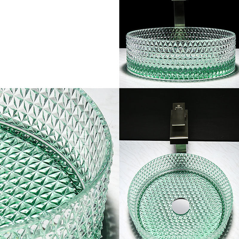Contemporary Bathroom Sink Glass Round Vessel Bathroom Sink(Not Including Faucet)
