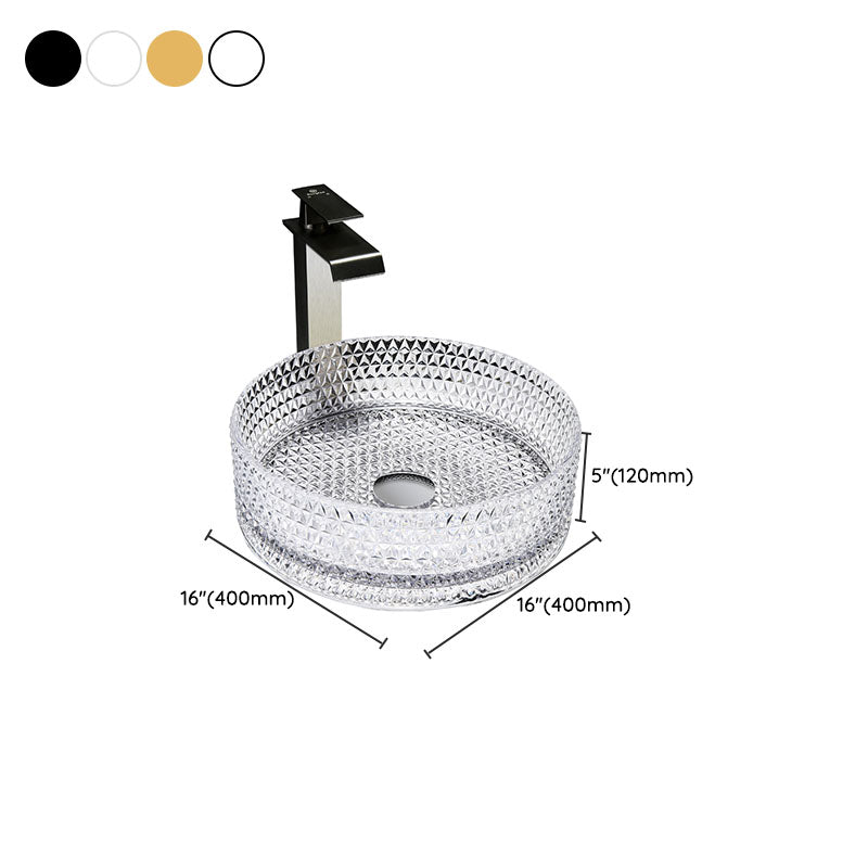Contemporary Bathroom Sink Glass Round Vessel Bathroom Sink(Not Including Faucet)