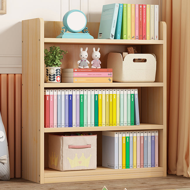 Scandinavian Standard Kids Bookcase Wood Book Stand Closed Back Double-Sided