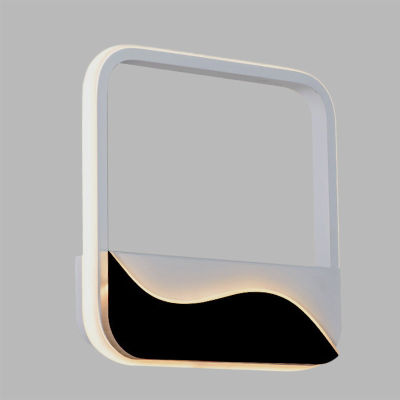 Montaje LED de Montaje LED minimalista Luz blanca y negra cuadra cuadrado aplastador de pared con sombra acrílica en luz cálida/blanca