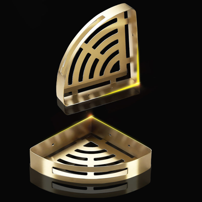 Modern Gold/Silver 3-Piece Bathroom Accessory Set, Bath Shelf