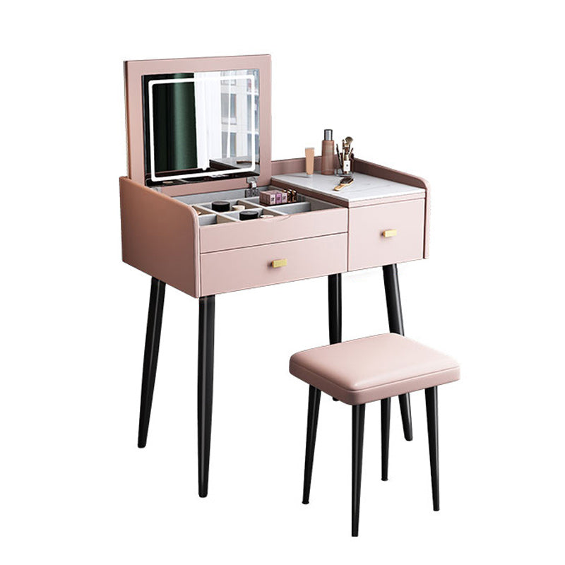 Contemporary Vanity Desk 2- Drawer Slate Top Table Makeup Vanity