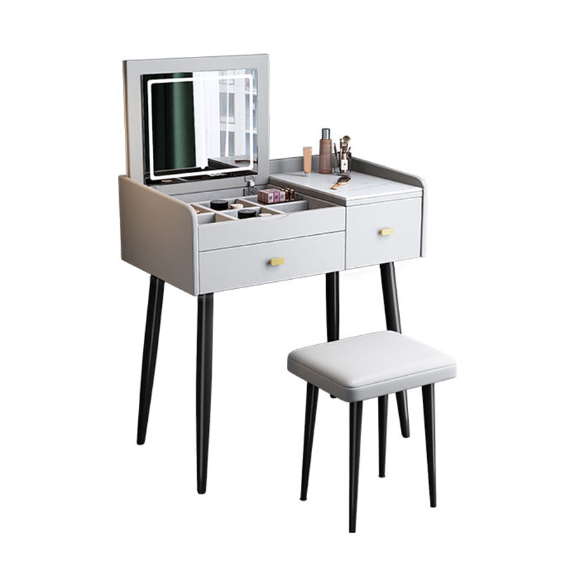 Contemporary Vanity Desk 2- Drawer Slate Top Table Makeup Vanity