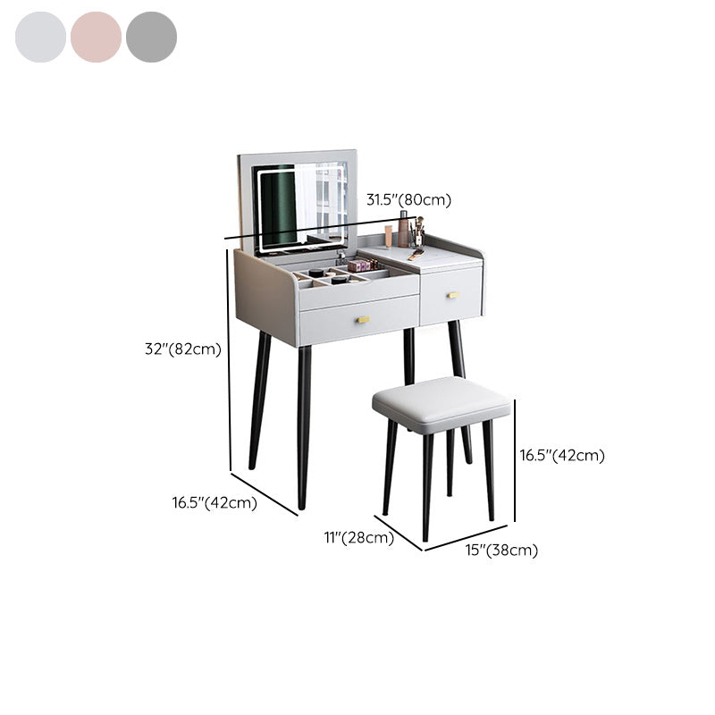 Contemporary Vanity Desk 2- Drawer Slate Top Table Makeup Vanity