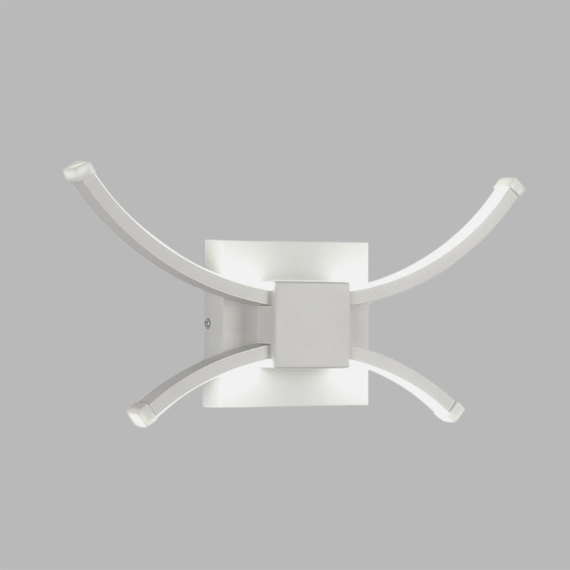 White Square and Curved Linear Wall Light Modernist LED Metallic Wall Mount Sconce in Warm/White Light