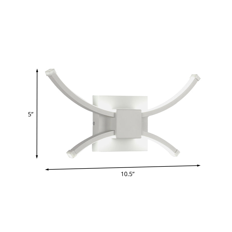 White Square and Curved Linear Wall Light Modernist LED Metallic Wall Mount Sconce in Warm/White Light