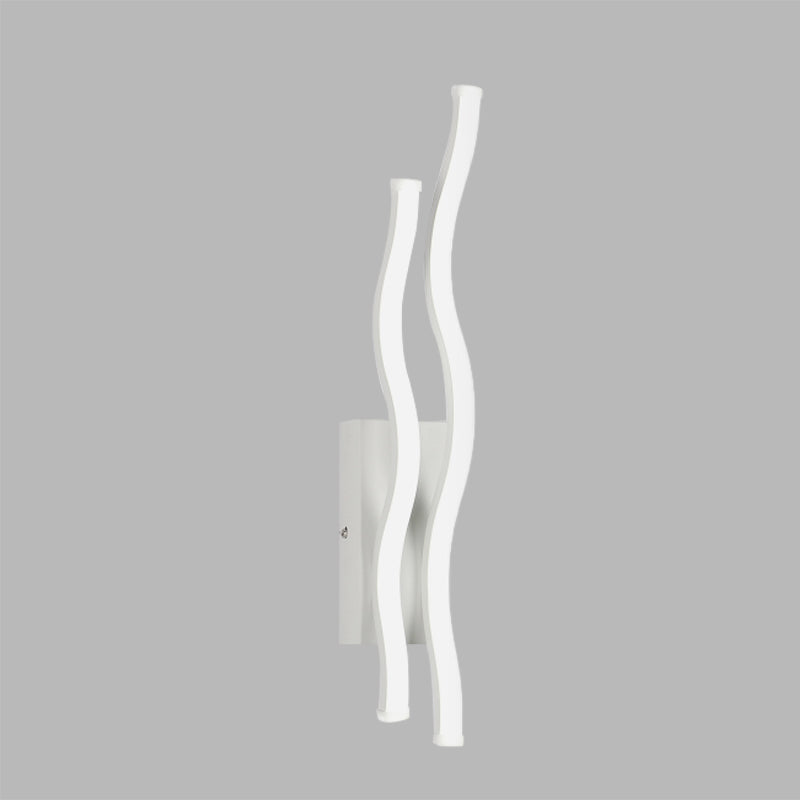 Acrylic 2-Waving Linear Sconce Lighting Simple LED White Wall Lamp Fixture in Warm/White Light