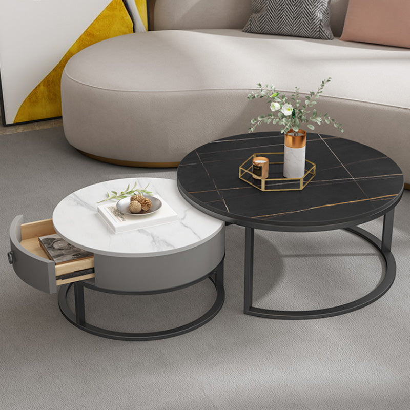 Slate Top Coffee Table Frame Coffee Cocktail Table with Drawers