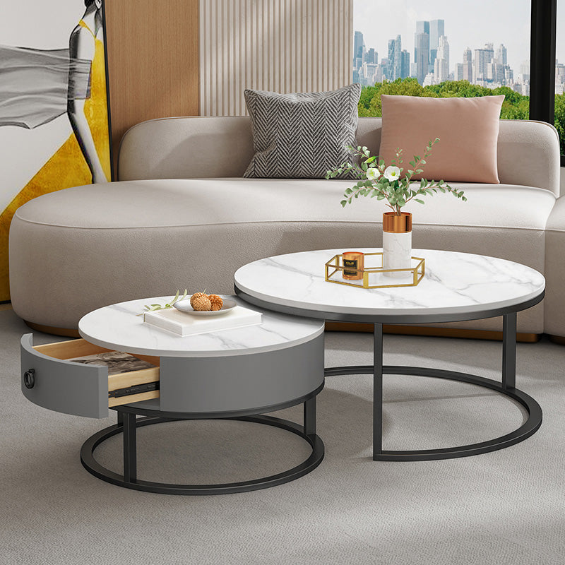 Slate Top Coffee Table Frame Coffee Cocktail Table with Drawers