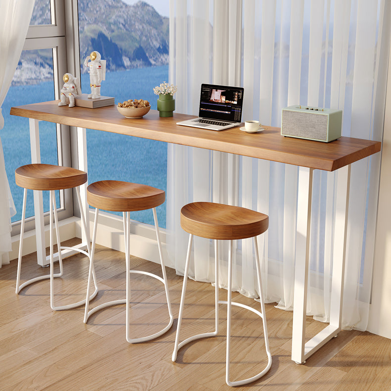 Modern Rectangle Bar Table Set 1/4 Pcs Solid Wood Bar Table and Stools