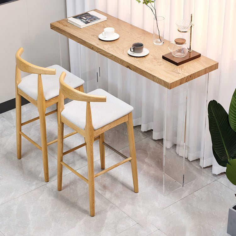 Double Pedestal Bar Table Set 1/3 Pcs Stone Top Bar Table and Solid Wood Stools