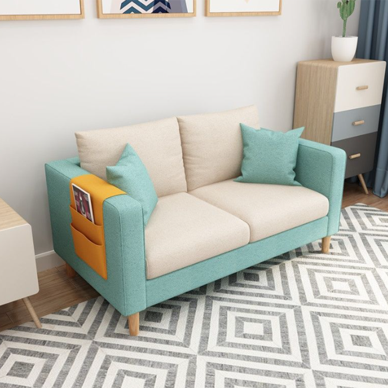 Loose Back Square Arm Sofa 2-Seater Fabric Cushions Loveseat with Storage