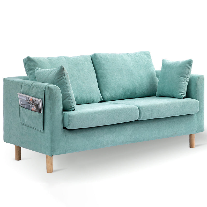 Loose Back Square Arm Sofa 2-Seater Fabric Cushions Loveseat with Storage