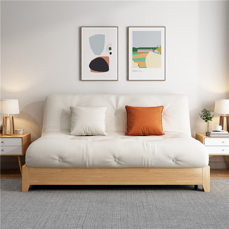 Scandinavian Beige Futon Sleeper Sofa Armless Futon and Mattress