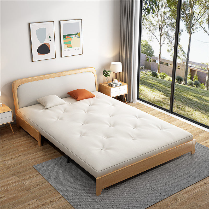 Scandinavian Beige Futon Sleeper Sofa Armless Futon and Mattress