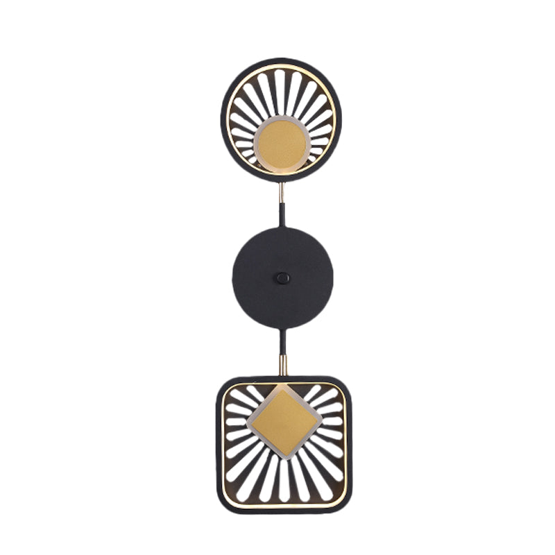 Sector Shape Living Room Wall Light Metallic LED Contemporary Wall Mount Sconce in Black