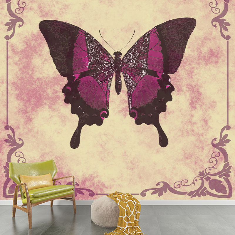 Butterfly Pattern Mildew Resistant Mural Illustration Sitting Room Wall Mural