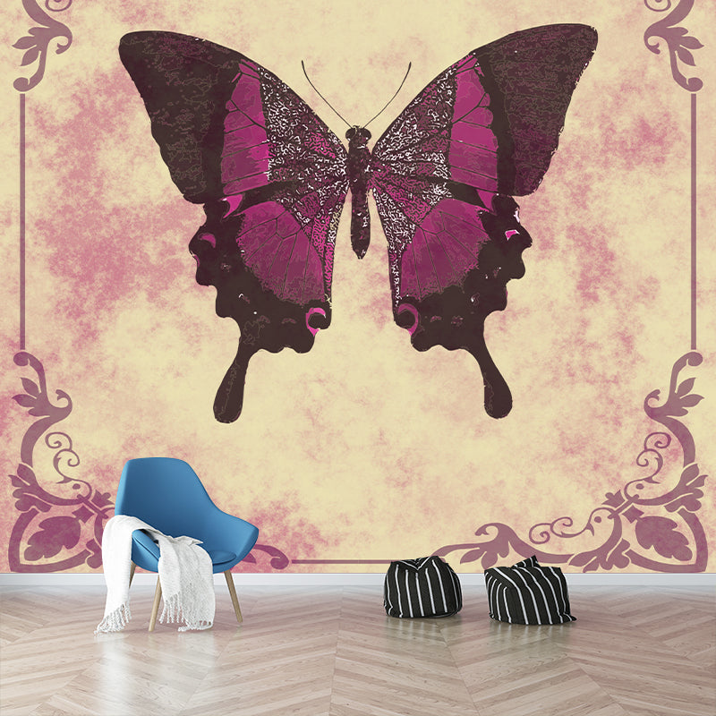 Butterfly Pattern Mildew Resistant Mural Illustration Sitting Room Wall Mural