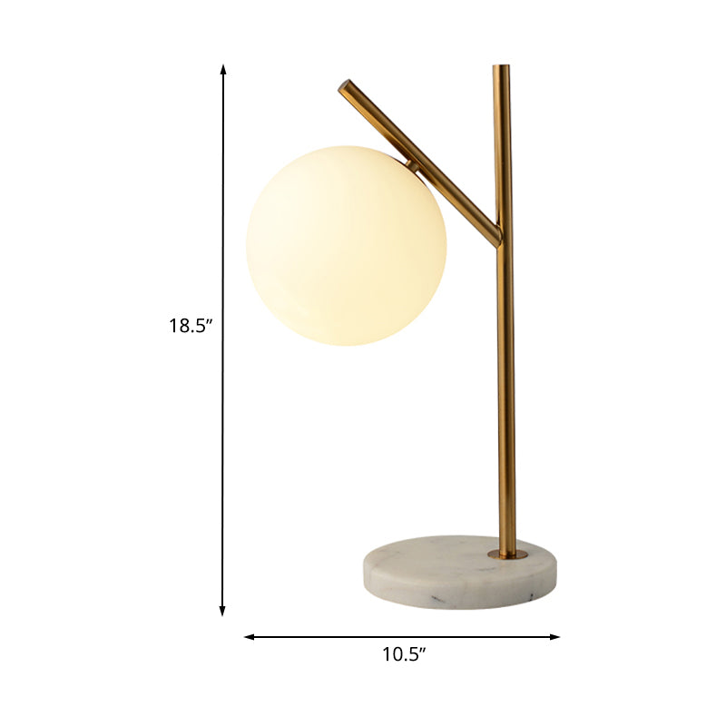 Vetro bianco luce sferica luce minimalista minimalista 1 lampadina in ottone lampada da comodino