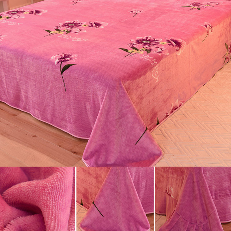 Sheet Sets Flannel Floral Printed Wrinkle Resistant Super Soft Breathable Bed Sheet Set