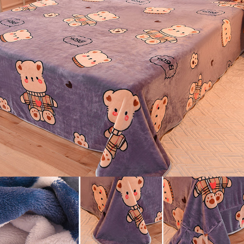 Sheet Sets Flannel Floral Printed Wrinkle Resistant Super Soft Breathable Bed Sheet Set