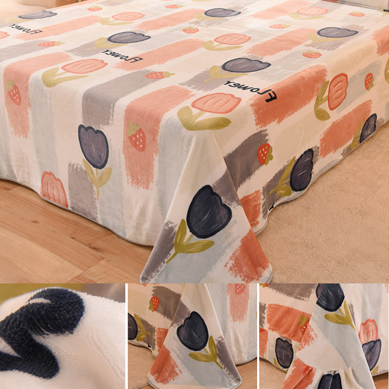 Sheet Sets Flannel Floral Printed Wrinkle Resistant Super Soft Breathable Bed Sheet Set