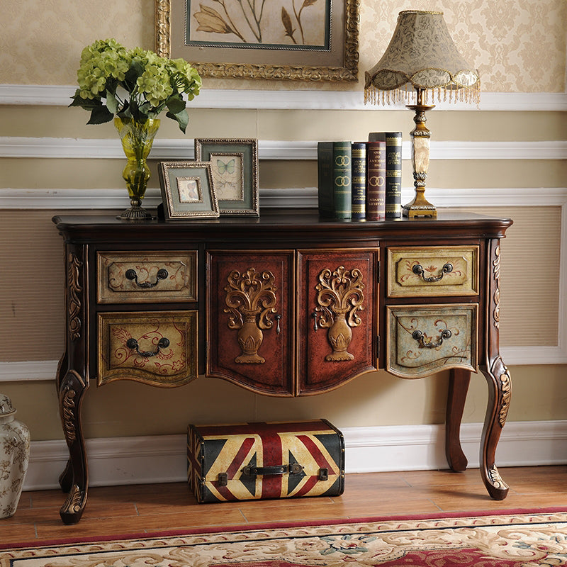 Solid Wood 35.4" Tall 2 - Door Accent Cabinet, Industrial Accent Cabinet with 4 Drawers