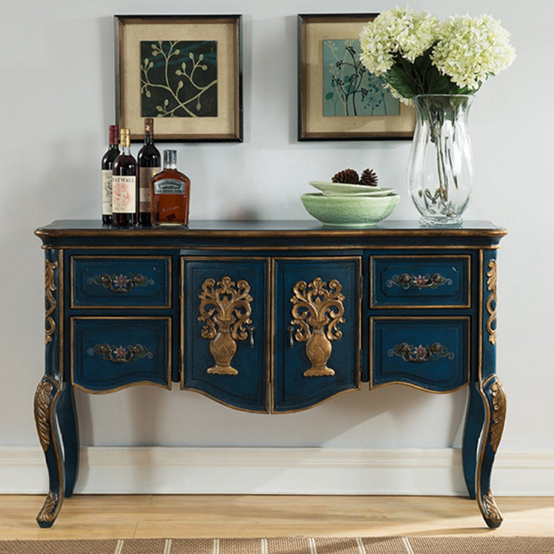 Solid Wood 35.4" Tall 2 - Door Accent Cabinet, Industrial Accent Cabinet with 4 Drawers