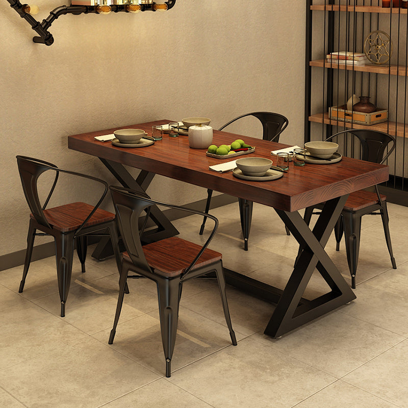 Industrial Dining Table Set 1/2/5 Pieces with Metal Base Kitchen Furniture Set