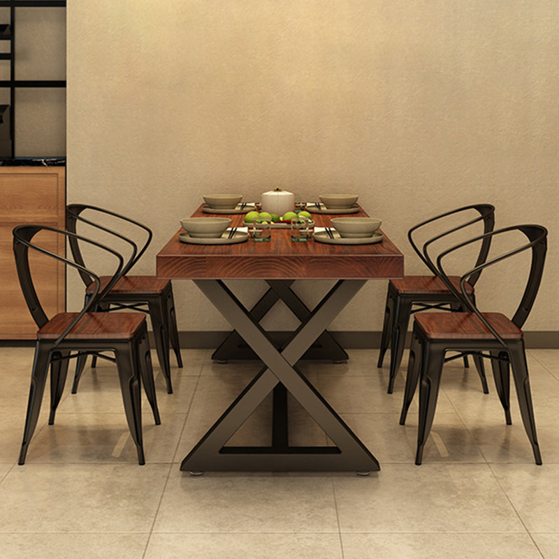 Industrial Dining Table Set 1/2/5 Pieces with Metal Base Kitchen Furniture Set