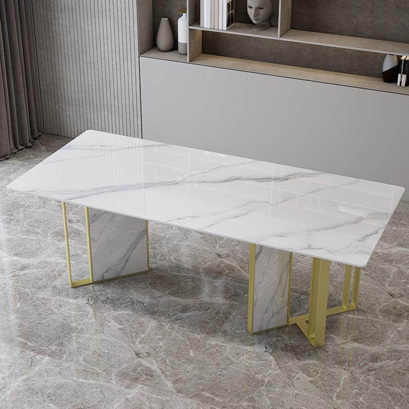 Glam Style Dinette Set 1/5 Pcs Rectangle Stone Dinette Table with Dining Chair