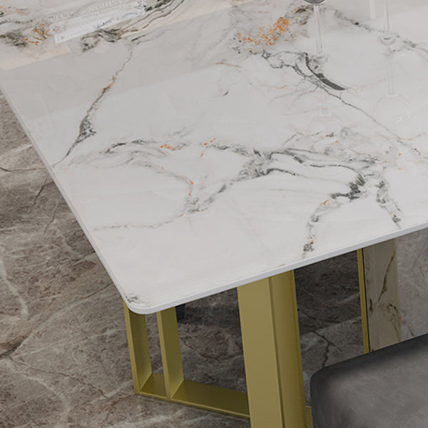 Glam Style Dinette Set 1/5 Pcs Rectangle Stone Dinette Table with Dining Chair