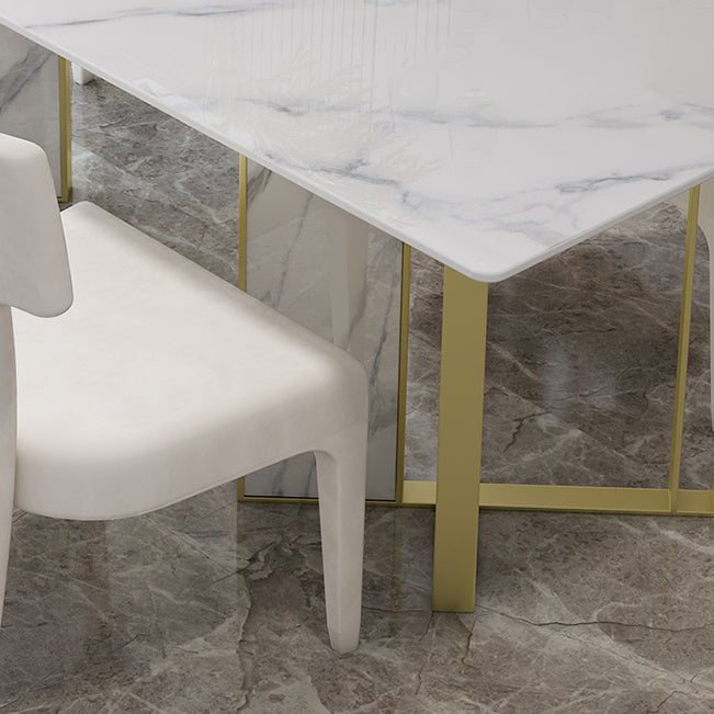 Glam Style Dinette Set 1/5 Pcs Rectangle Stone Dinette Table with Dining Chair