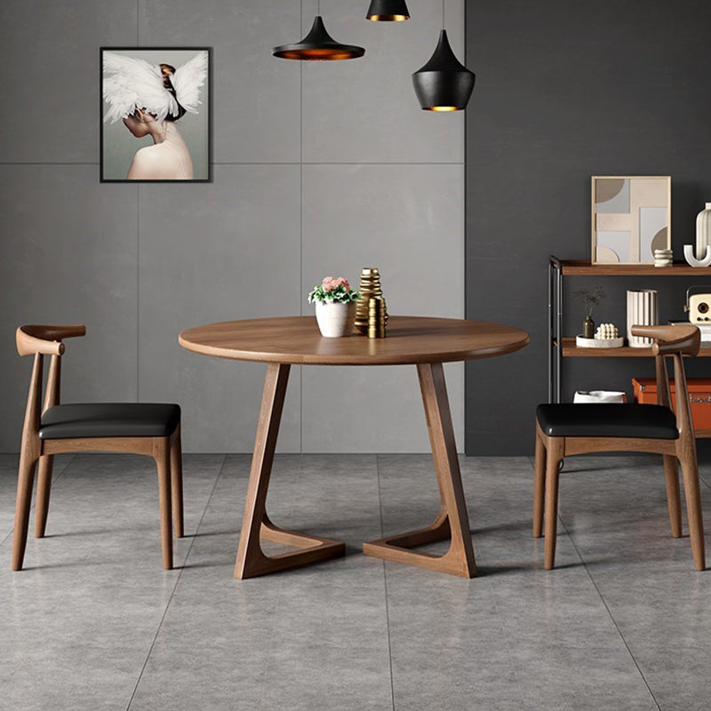 Round Dinette Set with Wooden Chairs 1/2/3/5 Pcs Brown Wood Dining Set for Home