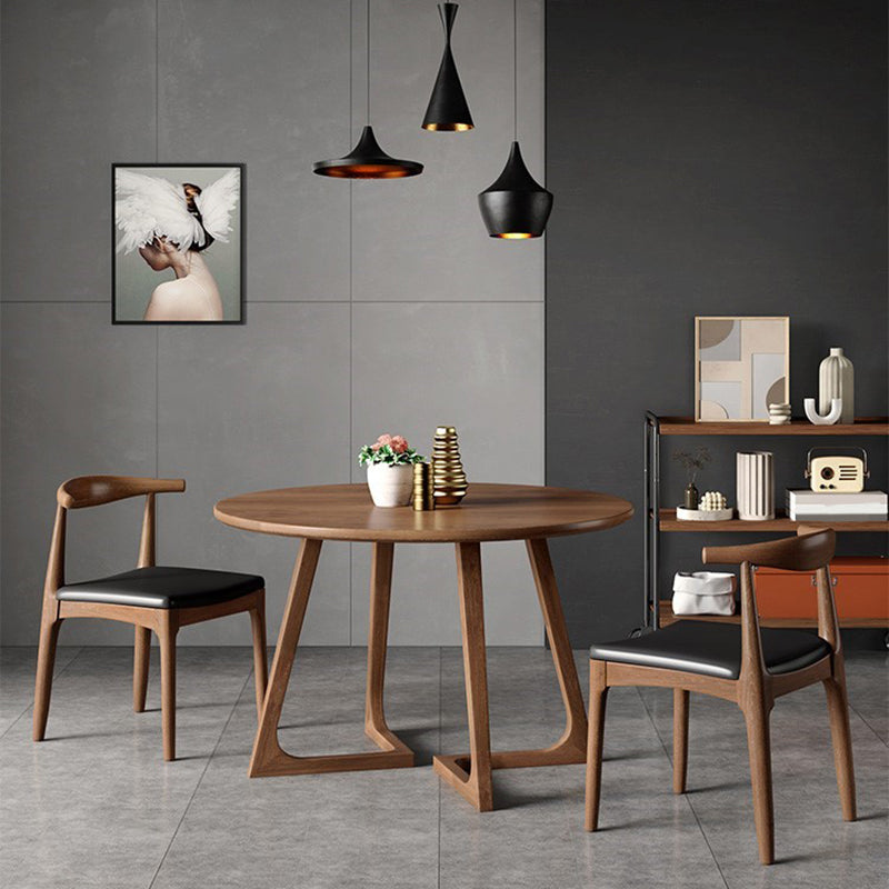 Round Dinette Set with Wooden Chairs 1/2/3/5 Pcs Brown Wood Dining Set for Home