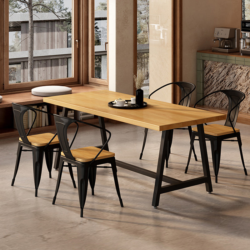 Industrial Rectangle Dining Table Set 1/2/3/5 Pieces with Metal Base Kitchen Furniture Set