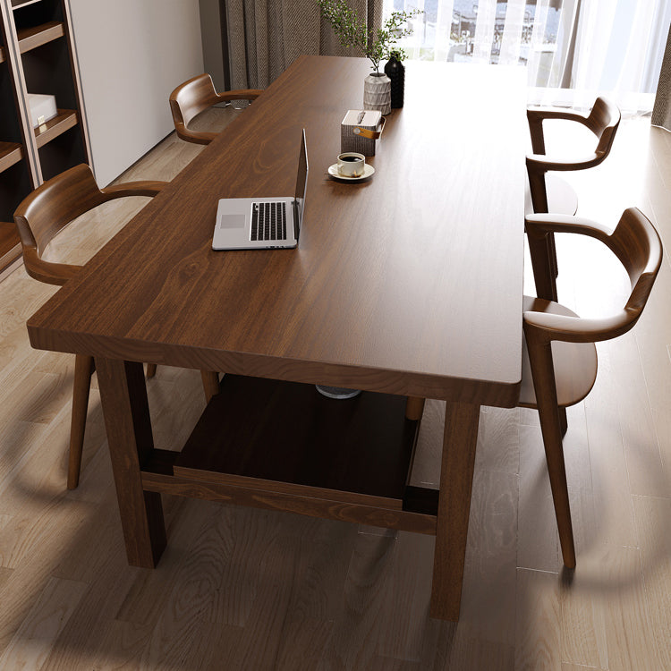 Contemporary Solid Wood Furniture 1/2/5 Pcs Dining Furniture Set in Brown