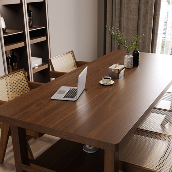 Contemporary Solid Wood Furniture 1/2/5 Pcs Dining Furniture Set in Brown