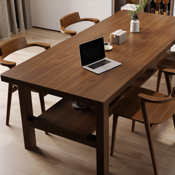 Contemporary Solid Wood Furniture 1/2/5 Pcs Dining Furniture Set in Brown